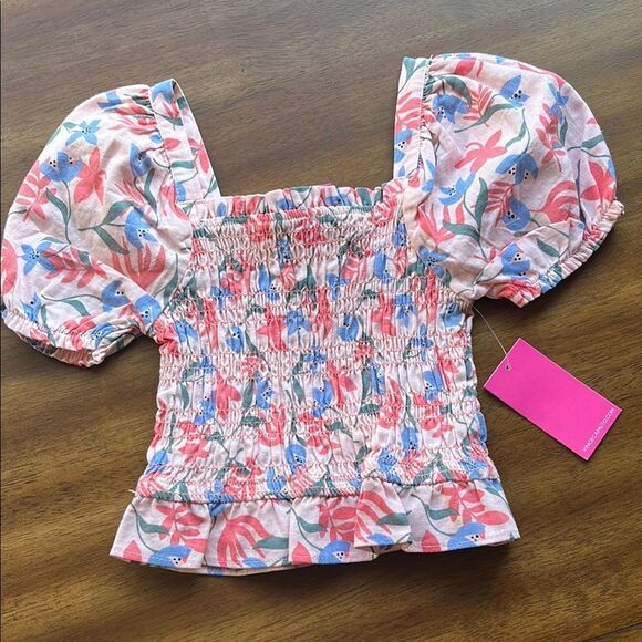VINCE CAMUTO NWT GIRLS SIZE 6 FLORAL PUFF SLEEVED TOP - Picture 1 of 5